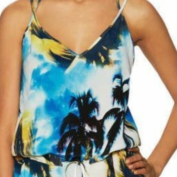 Suboo Palm Print Playsuit Tank Top Size 4 - Picture 1 of 6